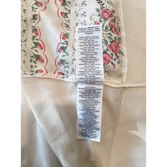 Tory Burch Cream Silk Garden Veil Printed Cardigan Medium - Picture 10 of 11